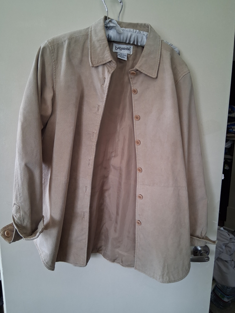 bagatelle Light Beige Suede Button-Front Jacket
